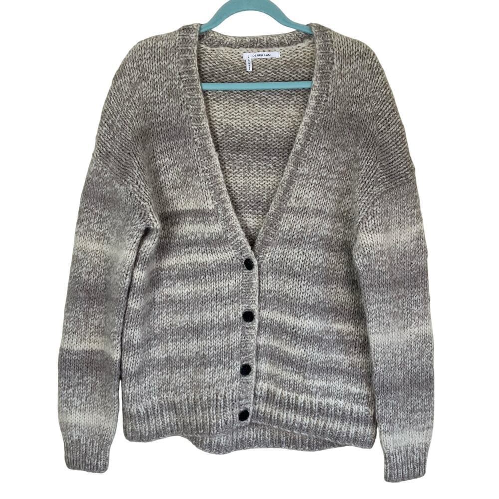 Derek Lam 10 Crosby Sz M Wool Alpaca Blend Chunky Knit Oversized Cardigan Cream